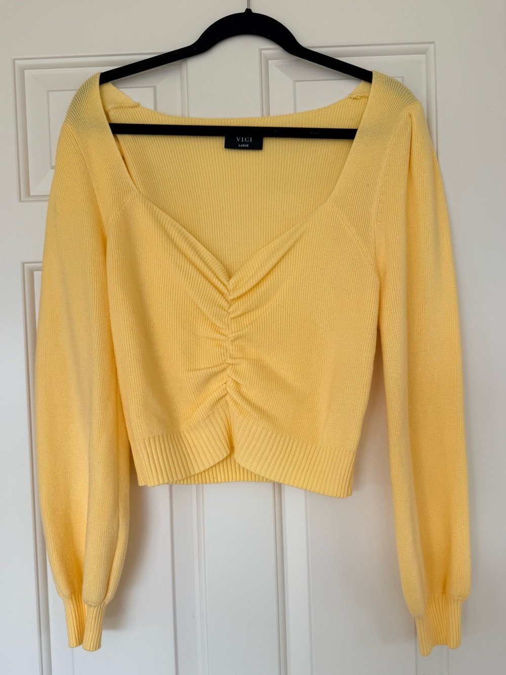 VICI Yellow Ribbed Knit Top L